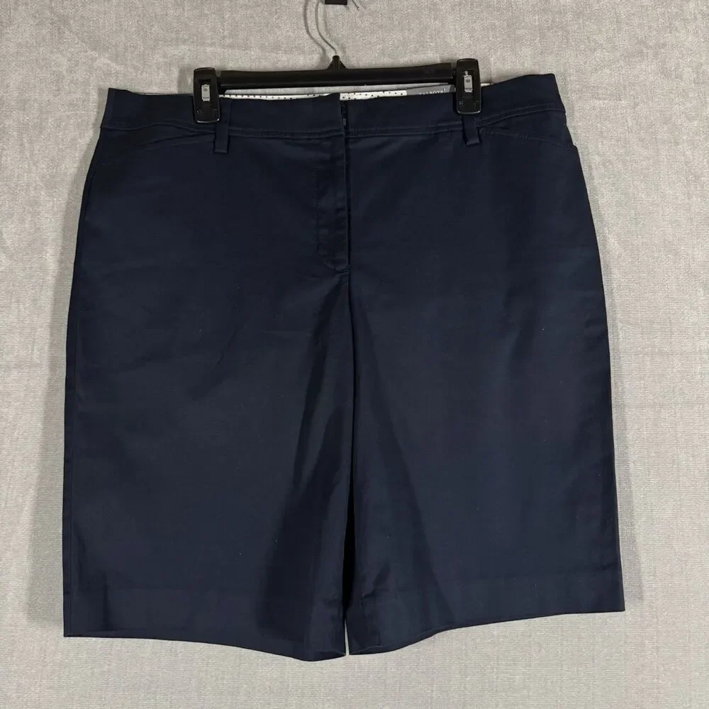 Talbots Womens Size 14 Perfect Chino Shorts 10 1/2” Inseam Navy Blue Walking NWT